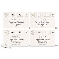Cora Organic Cotton Non-Applicator Tampons; Chlorine & Toxin Free - Regular (72 Count)