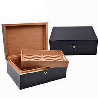 Lxc Black Oak Cigar Humidor Mellow Cedar Wood Double Moisturizing Box