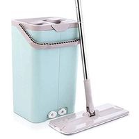 Washable mop Microfiber Spin Mop Household Hand-free Flat Mop Bucket Set Stainless Steel Rod Rectangular Mop Green Cleaning free hand rub floor mop (Color : Green, Size : One size)