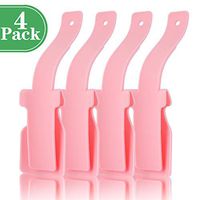 Enpato 4 Pcs Lazy Shoe Helper Shoe Lifting Helper Fits All Shoes Portable Handled Shoe Horn for Seniors Elderly Disabled(Pink)