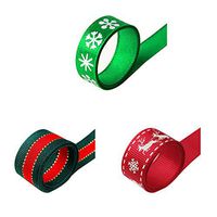 Christmas Ribbon Grosgrain Satin Fabric Xmas Ribbons Gift Wrapping Ribbons Colorful Design Decoration for Crafts Holiday Box Hair Bow Clips (Pack 1)