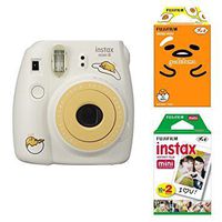 Fujifilm Instax Mini Instant Camera and 2-Film Bundle Set, Gudetama Camera, Twin Pack Film (20), Sanrio Gudetama Film (10), Stickers 20pcs for 90 8 70 7s 50s 25 300 SP-1 Printer