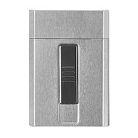 Covcow Zinc Alloy Cigarette Case Pocket Carrying Cigarette Box Cigarette Lighter with USB Charging Windproof Cigarette Case Tobacco Holder for 20 Cigarettes