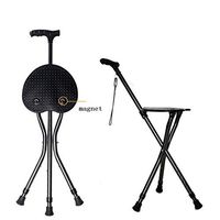 Folding Canes with Seat Walking Stick Height Adjustment Cane Seat 350 lbs Capacity Frosted Handle with Magnetic Therapy Stone Massage Crutches Stool