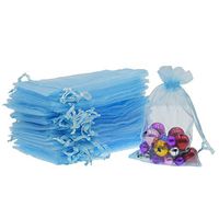 Lautechco 100Pcs Organza Bags 7x9 inches Sky Blue Organza Gift Bags Small Mesh Bags Drawstring Gift Bags Christmas Drawstring Organza Gift Bags (7x9 inches Sky Blue)