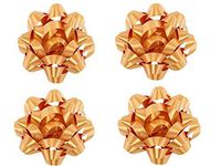 Worlds Gold Gift Wrap Bows,Satin Finish Confetti Bows-Christmas Ribbon Gift Bows 4" Inch (12 Pack)