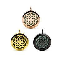 3Pcs Flower Aromatherapy Essential Oil Diffuser Pendant Stainless Steel Necklace Pendant with 21 Refill Pads