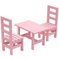 Xia&Han Desk Chair Dining Table Living Room Decoration Dollhouse Miniature Furniture DIY Kit Creative Accessories Set (310g, Pink)