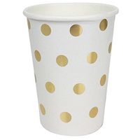 Just Artifacts Polka Dot Party Paper Cups (24pc, Metallic Gold) - Paper Decorations for Birthday Parties, Weddings, Baby Showers, and Life Celebrations!