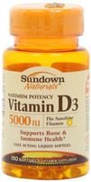 Sundown Naturals Vitamin D 5000iu Softgels - 150 ct, Bottle (Pack of 3)
