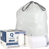 Plasticplace Custom Fit Trash Bags │ Simplehuman Code Q Compatible (200 Count) │ White Drawstring Garbage Liners 13-17 Gallon / 40-65 Liter │ 25.25" x 32.75"