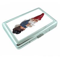 Gnomes Garden Decor S7 Silver Cigarette Case Metal Wallet Id Holder 4" X 2.75" RFID Protection