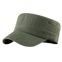 Meidexian888 Solid Color Flat Cap,Solid Brim Flat Top Cadet Caps Adjustable Corps Vintage Flat Top Hats (Army Green)