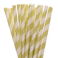 Pale Green Striped Paper Straws (75)