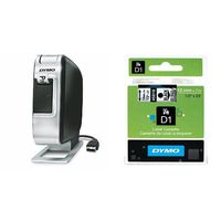 DYMO LabelManager Plug N Play Label Maker (1768960) + 2 Bonus Rolls of 1/2" Clear Tape with Black Print