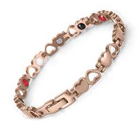 HiTreasure Rose Gold Titanium Steel Magnetic Therapy Negative Ions Germanium Bracelet Pain Relief for Arthritis Men Women(Imported,3000 Gauss Each Link)