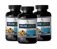 antioxidant Supplement Organic - Greens Premium Organic Complex - Garlic Supplement for high Blood Pressure - 3 Bottles 180 Tablets