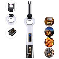 Electric Arc USB Lighter - OBOR Touch Sensor Rechargeable Flameless Windproof Long Candle Plasma Lighter with Flashlight and Bottle Opener for Household Outdoor Camping Cooking Grill BBQ (White)