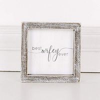 5" x 5" x 1.5" Wood Framed Sign (Best Wifey Ever), White/Gray – 17607