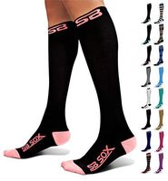 SB SOX Compression Socks (20-30mmHg) for Men & Women - Best Stockings for Running, Medical, Athletic, Edema, Diabetic, Varicose Veins, Travel, Pregnancy, Shin Splints (Black/Pink, Small)