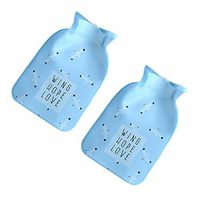 Kanngest 2Pcs Mini Hot Water Bottle PVC Container Seagull Printed Built-in Warm Sponge for Comfortable Touch Therapy Heating Pad Warming Pain Relief