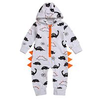 ❤Ywoow❤ Newborn Baby Boys Girls Dinosaur Zipper Hooded Romper Jumpsuit Outfits Clothes (18 Months, Gray)