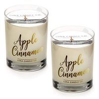 LUNA CANDLE CO. Strong Scented Apple Cinnamon Jar Candle, Soy Wax, Luxurious 11oz. Glass, up to 110 Hours of Burn Time, Nutmeg and Vanilla, Fall Gift Idea, Aromatherapy (2 Pack)