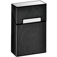 VIEEL Cigarette Case, Leather Metal Flip Cover Hold 20 Cigarettes, Pressure Prevention Moisture Proof Cigarette Storage Box (Black)