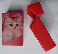 Plastic Push Open Cigarette Case - Cat Design 1 - Fits Kings