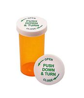Amber Vials ~ 6 Dram Pharmacy Plastic Prescription Vials with Child Resistant Snap Caps (24)