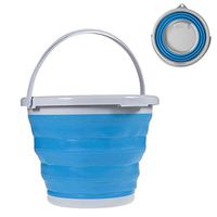 Collapsible Buckets TOPIND Multi-Functional 5L/10L Folding Water Bucket Outdoor Silicone Water Bucket for Fishing Camping Car Washing Home Storage and Outdoors Blue and White 10L