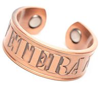 Veteran Mens Copper Ring with Magnets Adjustable Sizing 6 Thru 9.5 Magnetic Pain Relief for Arthritis and Carpal Tunnel 99% Pure Copper