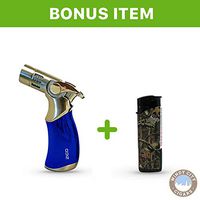 ZICO (MT-23) REFILLABLE 4 Flames Torch Lighter Easy Soft Ignition Blue & Bonus Lighter