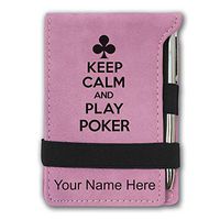 Mini Notepad, Keep Calm and Play Poker, Personalized Engraving Included (Pink)