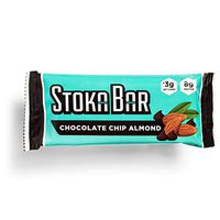 Stoka Bars- Chocolate Chip Almond | All Natural- Low Carb Energy Bar | 3g Net Carbs | 8g Protein | Keto Friendly | Gluten Free | 8 count