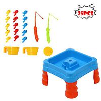 Fishing Toys, Putars Fish 'n Splash Water Table Fishing Game Toys Set Beach Bath Toys Floating Fish Play Sets Sand Water 25 Pcs