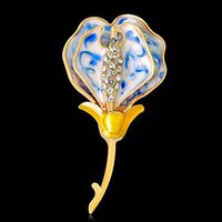 23X Fashion Flower Pattern Brooch Pin Crystal Pearl Women Collar Corsage jewelry Novelty Creation Beauty Party Girls | Choose Style - #9 Couple Tree Leaf-Blue