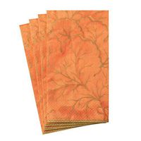 Caspari Gilded Majolica Paper Guest Towel Napkins in Orange, Four Packs of 15