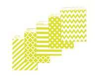 Gift Expressions Small Gift Bags, 200 Count, Yellow Assorted Designs, Medium, Biodegradable Paper Treat Bags, Food Safe Ink & Paper, Eco Friendly Party Favor Bags, Goodie Bags, Bakery Bags