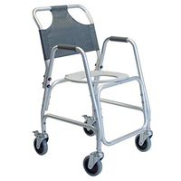 Lumex Deluxe Aluminum Shower Transport Chair with Footrests, 5 Inches Swivel Casters, Silver 7915A-1