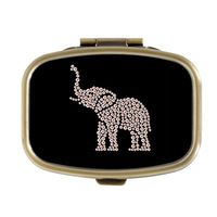 Cecillia Animal Portrait Made with Rhinestone Gems Pill Box Decorative Boxes Bronze Rectangular Pill Case Medicine Tablet Holder Wallet Organizer Case for Pocket or Purse