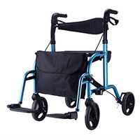 Transport Wheel chair,Lightweight Wheelchair, Folding Transport Wheelchair Aluminum Walker With Seated Walker, Multi-function Elderly,Grip 6 adjustable,Brake lockable car,Can withstand 300 (lb) for Ad