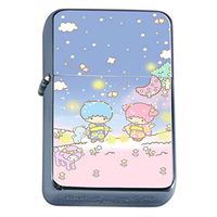 Starry Anime Flip Top Oil Lighter Em1 Smoking Cigarette Silver Case Included