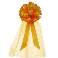 Gold Wedding Pull Bows with Tulle Tails - 8" Wide, Set of 6, Wedding, Reception, Anniversary, Mardi Gras, Wreath, Gift Basket, Anniversary, Birthday, Easter