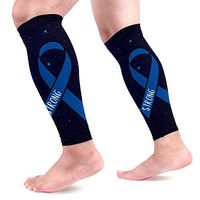 Colon Cancer Strong Calf Compression Sleeves for Men & Women Best Footless Compression Socks for Running Cycling 1 Pair