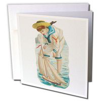 3dRose Vintage Victorian Sailor Boy With Toy Sailboat - Greeting Cards, 6 x 6 inches, set of 6 (gc_104692_1)