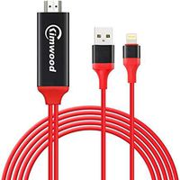 iPhone to HDMI, Kimwood Upgraded 6.5ft Lightning to HDMI Cable with 1080P Resolution for iPhone iPad iPod, Plug and Play(Red)