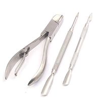 LAJA Imports Stainless Steel Cuticle Nipper/Nail Nipper and Toenail Clipper with 2 Cuticle Pusher and Nail Cleaner,Pack of 3