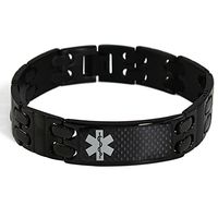 My Identity Doctor - Mens Medical Alert ID Bracelet with Custom Engraving, Plated Black 316L Steel Link.5 Inch Width - 7 Inches Wrist Size