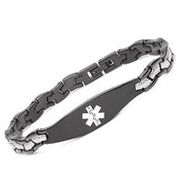 Tarring Free Engraving Black Mermaid Medical id Bracelets for Women-Stainless Steel(8.5)